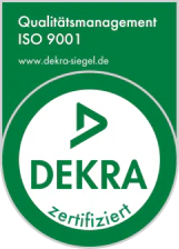 DEKRA-Siegel: Qualitätsmanagement ISO 9001 zertifiziert