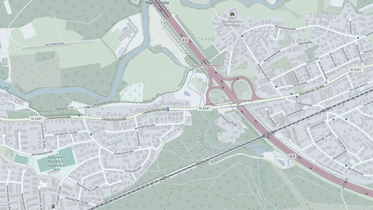 Kartenausschnitt Nürnberg-Laufamholz mit dem Standort Laufamholzstraße 401
